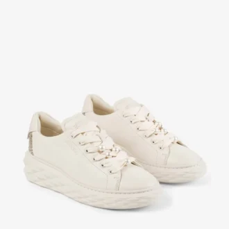 Diamond Light Maxi F Latte Sneaker aus glattem Leder und grobem Glitzer