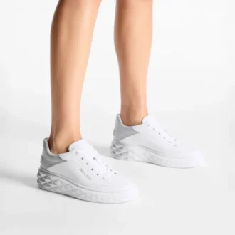 Diamond Maxi F II Weiß & Silber Nappaleder-Glitzer-Sneaker