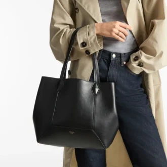 Diamond Tote Medium – Schwarze Kalbsleder-Tasche