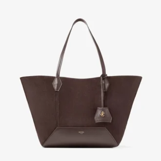 Diamond Tote Medium – Tote-Tasche aus kaffeefarbenem Wildleder