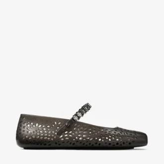 Die Jelly Black Jelly Ballerina-Ballerinas mit Kristallverzierung