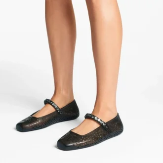 Die Jelly Black Jelly Ballerina-Ballerinas mit Kristallverzierung
