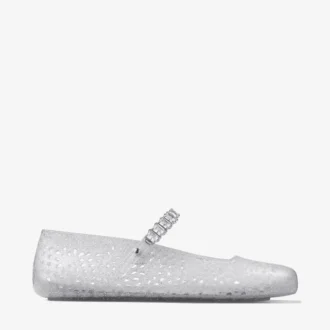 Die Jelly Clear Jelly Ballerina-Ballerinas mit Kristallverzierung