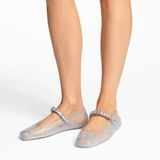 Die Jelly Clear Jelly Ballerina-Ballerinas mit Kristallverzierung
