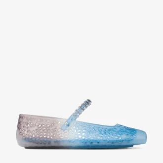 Die Jelly Denim Degradé Jelly Ballerina-Ballerinas mit Kristallverzierung