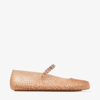 Die „Jelly Light Toffee“ Ballerinas aus Jelly-Leder mit Kristallverzierung