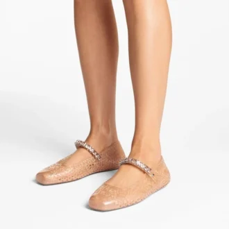 Die „Jelly Light Toffee“ Ballerinas aus Jelly-Leder mit Kristallverzierung