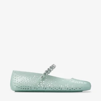 Die Jelly Light Verde Jelly Ballerina-Ballerinas mit Kristallverzierung