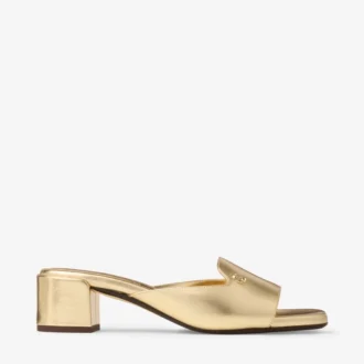 Dina 45 Mule-Sandalen aus goldmetallischem Leder