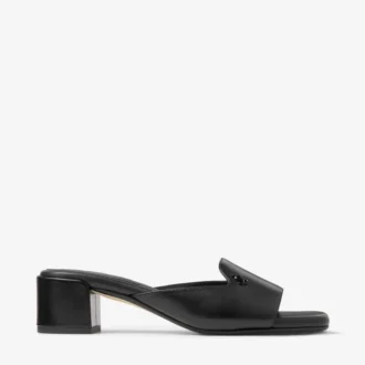Dina 45 Schwarze Leder-Mule-Sandalen