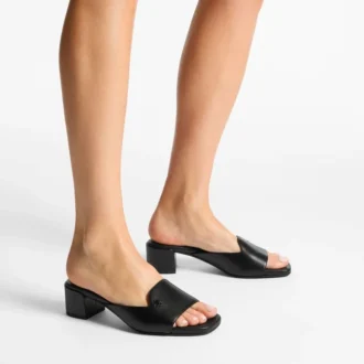 Dina 45 Schwarze Leder-Mule-Sandalen