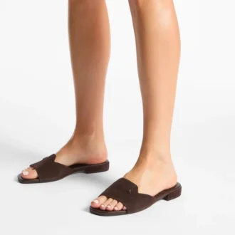 Dina Flache schwarze Slingback-Sandale aus Nappaleder