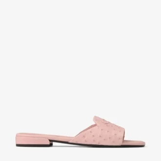 Dina Flat Rose Ballerinas aus Straußenleder