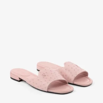 Dina Flat Rose Ballerinas aus Straußenleder