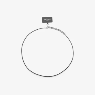 DM-Riemen-Handyhalter Handyhalter aus schwarzem Leder mit Kette und Diamond-Detail