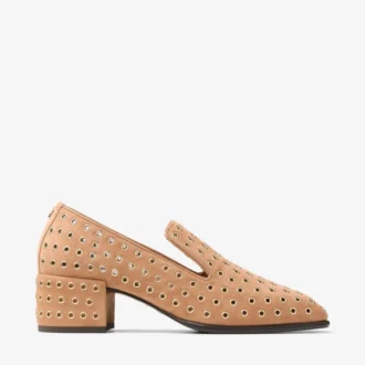 Eliot Slipper 45 F Slipper aus toffeefarbenem Wildleder mit Ösen