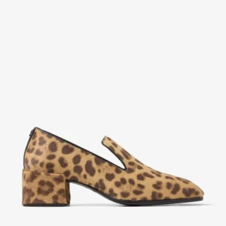 Eliot Slipper 45 Slipper aus naturfarbenem Ponyleder mit Leopardenmuster