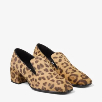 Eliot Slipper 45 Slipper aus naturfarbenem Ponyleder mit Leopardenmuster