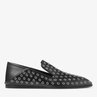 Eliot Slipper Herren-Slipper aus schwarzem Metallic-Nappaleder mit Ösen