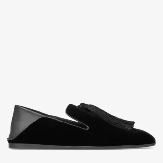 Eliot Slipper Herren-Slipper aus schwarzem Samt mit Quaste