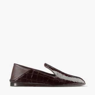 Eliot Slipper Sambuco – Hausschuhe aus Leder mit Krokodilprägung