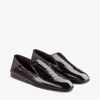 Eliot Slipper Sambuco – Hausschuhe aus Leder mit Krokodilprägung