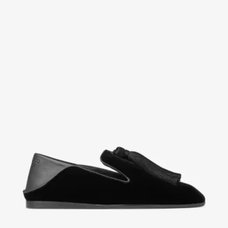 Eliot Slipper Schwarze Samt-Hausschuhe mit Quaste