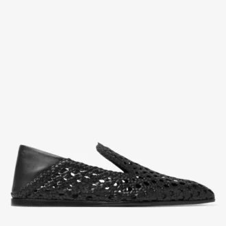Eliot Slipper – Schwarze Slipper aus gewebtem Leder