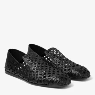 Eliot Slipper – Schwarze Slipper aus gewebtem Leder