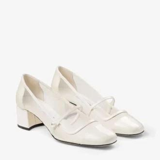 Elisa 45 Latte Pumps aus Lackleder und Mesh