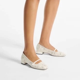 Elisa Ballerina Latte jimmy choo Ballerinas aus perforiertem Nappaleder