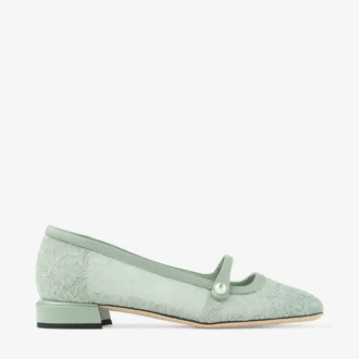 Elisa Ballerina Verde Jimmy Choo Ballerinas aus Spitze und Spazzolato-Leder