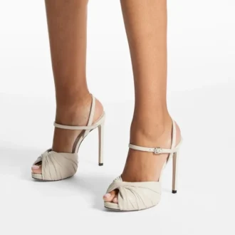 Elly 120 Latte Sandalen aus weichem Glattleder und glänzendem Nappaleder