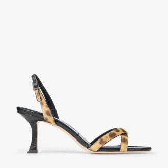 Elsy 70 Sandalen aus Ponyleder mit natürlichem Leopardenmuster