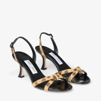 Elsy 70 Sandalen aus Ponyleder mit natürlichem Leopardenmuster