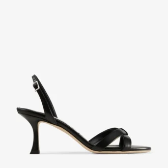 Elsy 70 Schwarze Slingback-Sandale aus Nappaleder