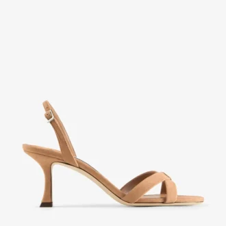 Elsy 70 Toffee Wildleder-Sandalette mit gekreuztem Riemen