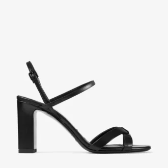 Elsy Sandalen mit Blockabsatz 85 aus schwarzem Nappaleder
