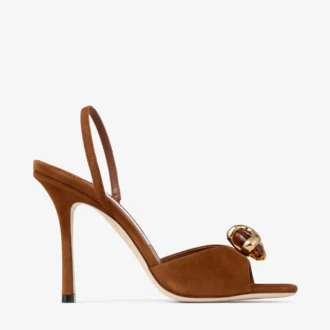 Emani 100 Sandalen aus hellbraunem und bernsteinfarbenem Wildleder