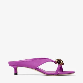 Emeri Stone 35 Sandalen aus violettem Orchideen- und dunklem Bernstein-Wildleder
