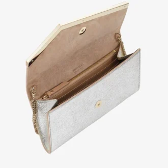 Emmie Clutch aus champagnerfarbenem Glitzerleder