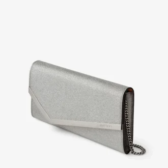 Emmie Clutch aus feinem silberglitzerndem Leder