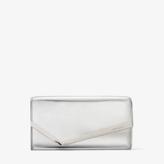 Emmie Clutch aus silbernem Spiegelstoff