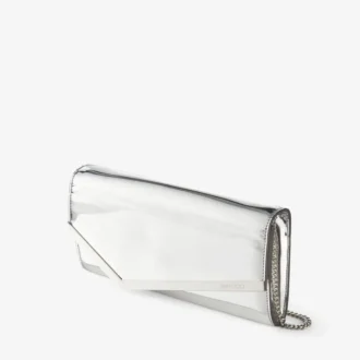 Emmie Clutch aus silbernem Spiegelstoff