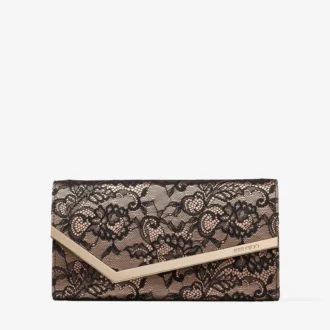 Emmie Schwarz und Ballettrosa jimmy choo Spitzen-Clutch