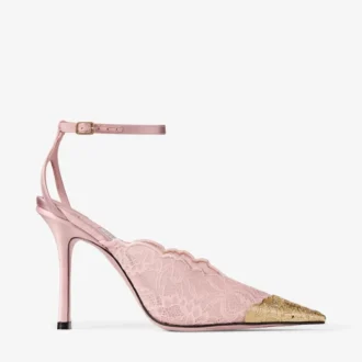 Faiz 100 Rose jimmy choo Pumps aus Spitze mit Metallspitzenverzierung