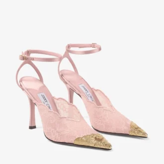 Faiz 100 Rose jimmy choo Pumps aus Spitze mit Metallspitzenverzierung