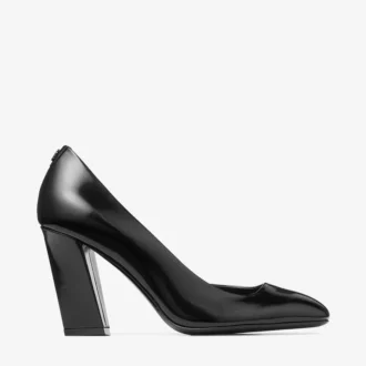 Farren 85 Pumps aus schwarzem, weichem Spazzolato-Leder