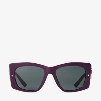 Gabi Sonnenbrille aus pflaumenfarbenem und grauem Acetat im Schmetterlingsdesign