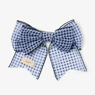 Haarspange mit Schleife Haarspange mit Schleife aus marineblauem Mini-Gingham-Organza